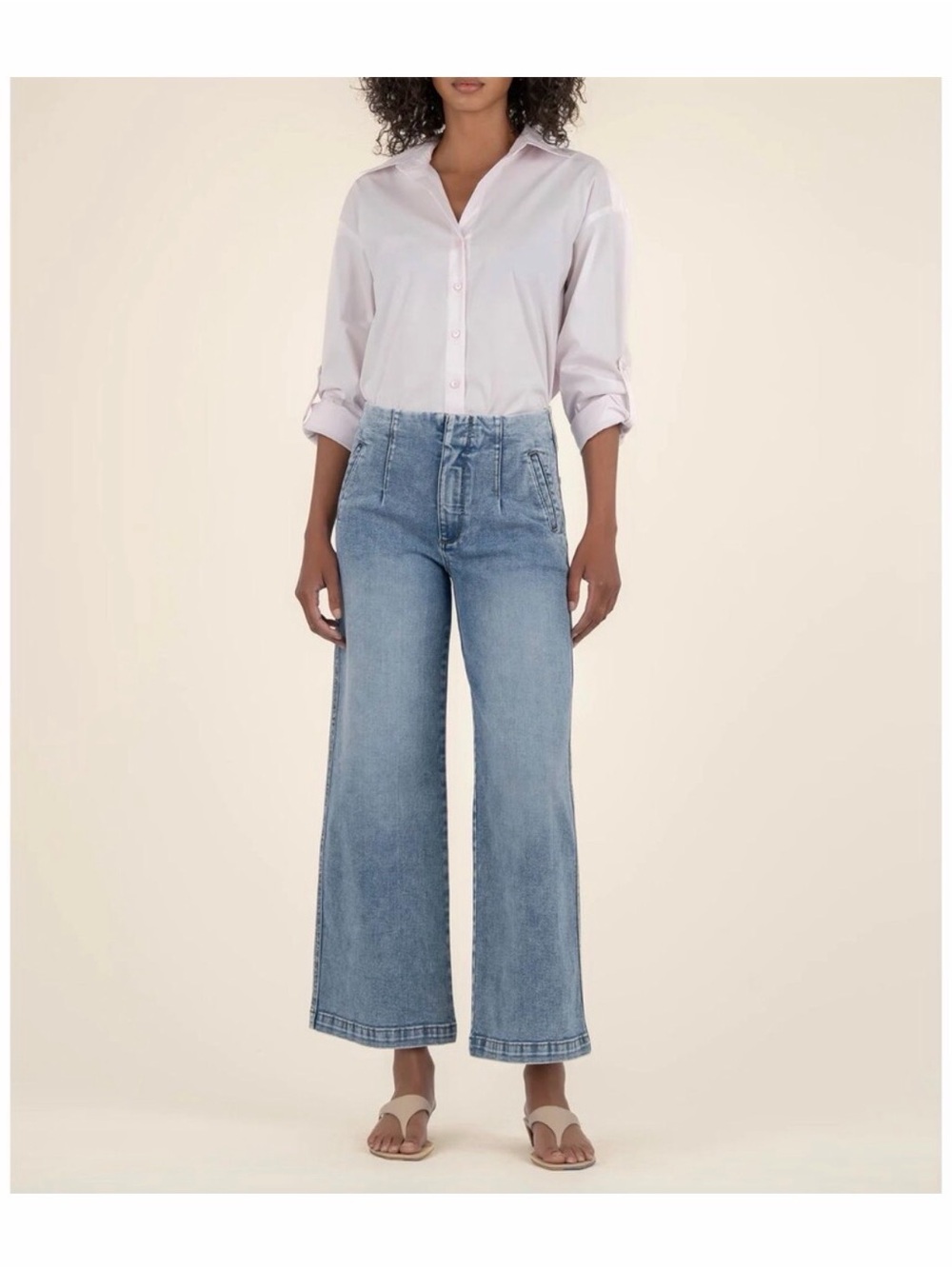 Wide-Leg Light Blue Denim Jeans